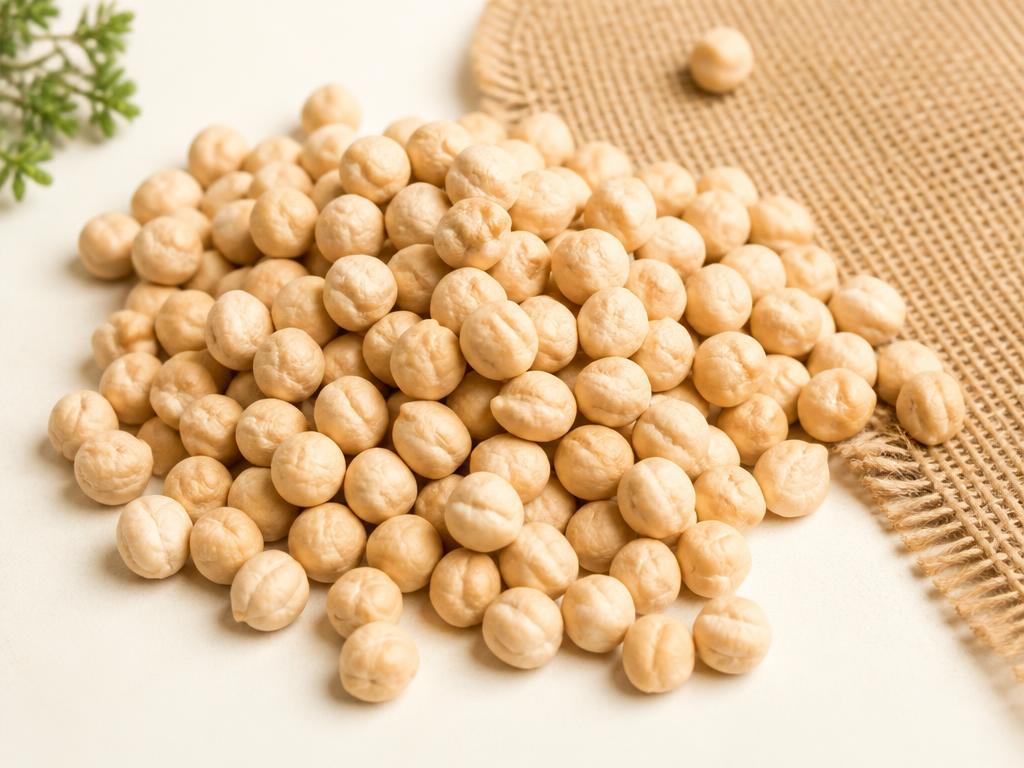 Uniform Kabuli chickpeas in an export warehouse